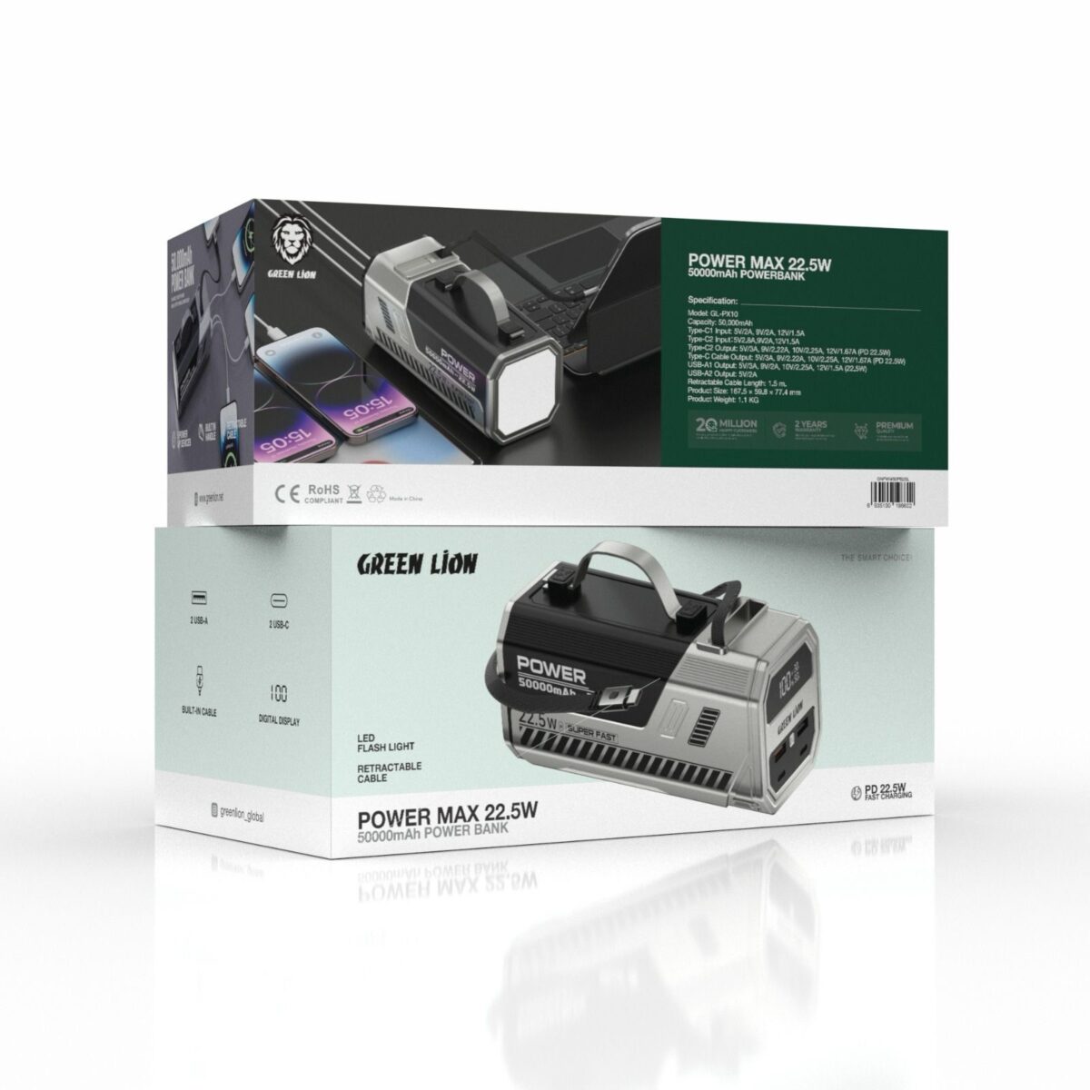 پاوربانک 50000 گرین لاین مدل پاورمکس Green lion power max 22.5w