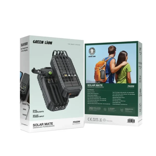 پاوربانک سولار میت 20000 گرین لاین Green Lion Solar Mate Power Bank 20000mAh