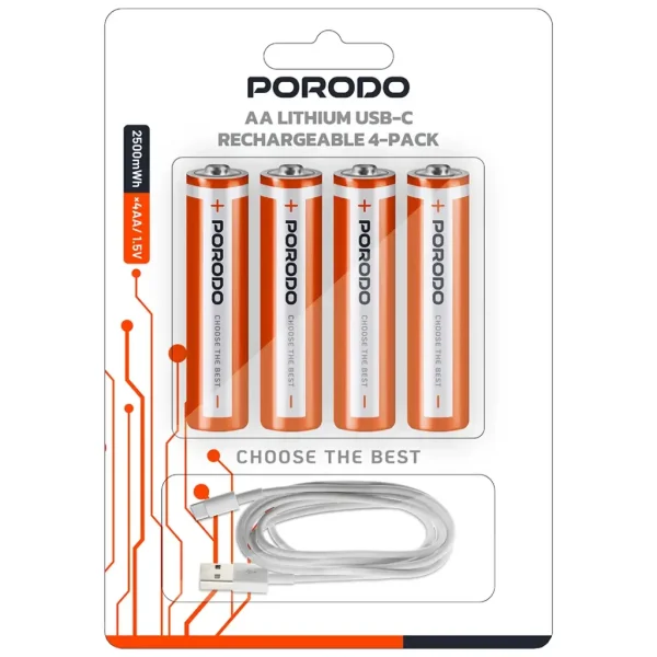 باتری قلمی قابل شارژ پرودو مدل PDAA25RB AA PORODO