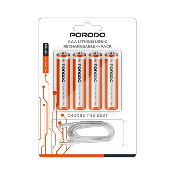 باتری نیم قلمی شارژی پرودو مدل PDAAA8RB PORODO